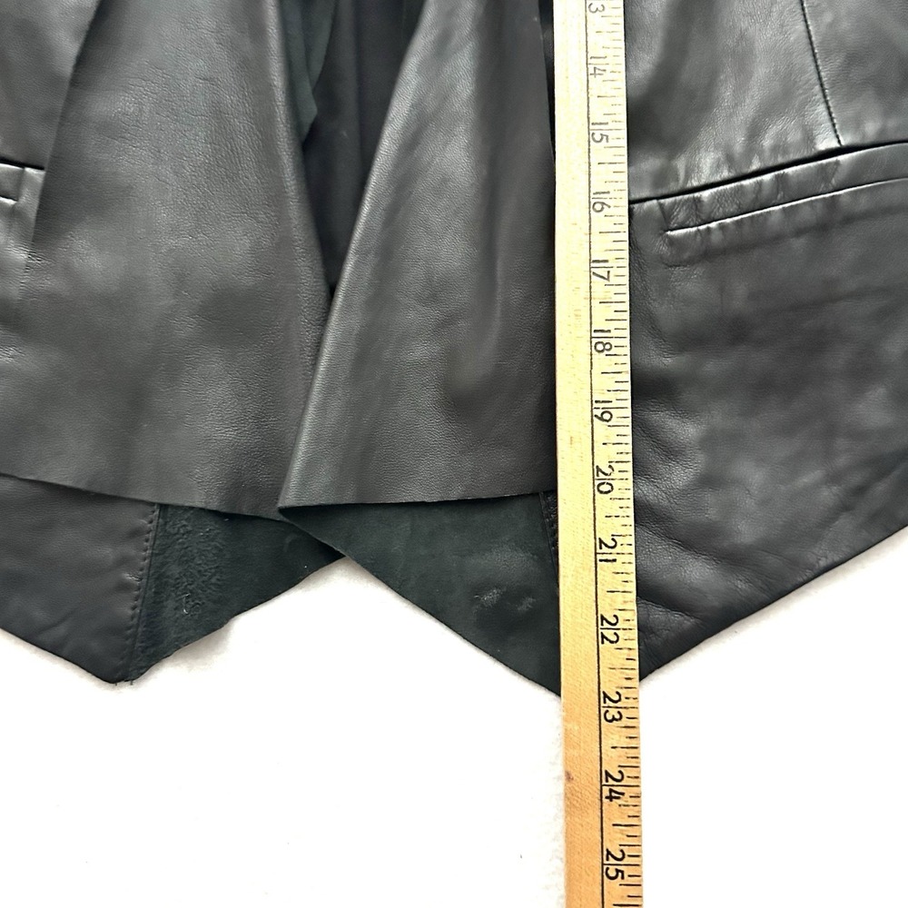 Trouve‎ Raw Edge M Medium Black Soft Leather Moto Jacket Waterfall Open Front - Picture 10 of 12